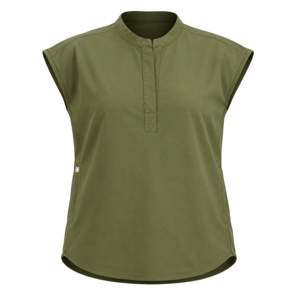 FIGS Technical Collection XXS Olive Green Mandarin Collar Scrub Tunic Top